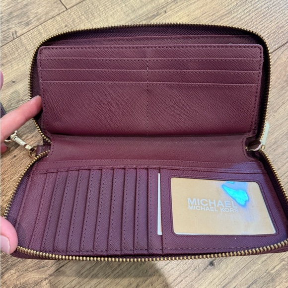 Michael Kors Deep Red Leather Wristlet - Picture 3 of 3